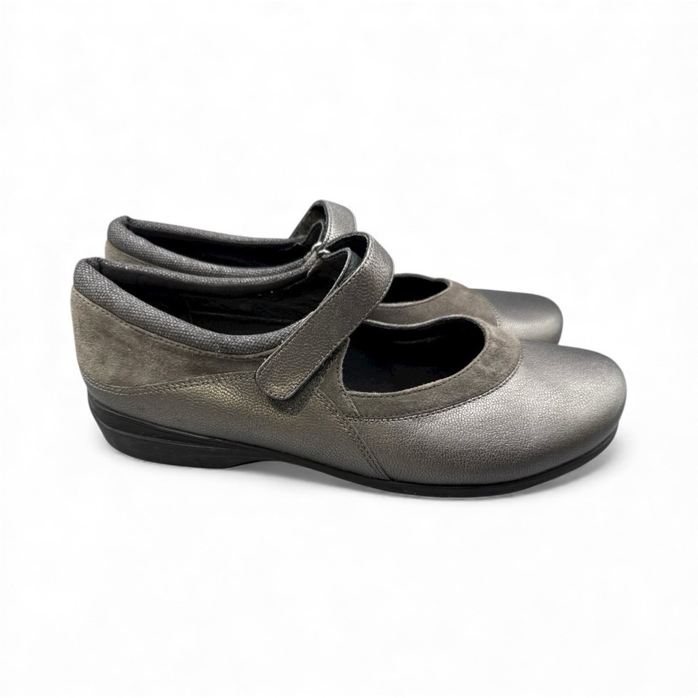 Abeo Amie Mary Jane Shoes Womens 9.5 Gray Leather Hook & Loop Casual Sandals